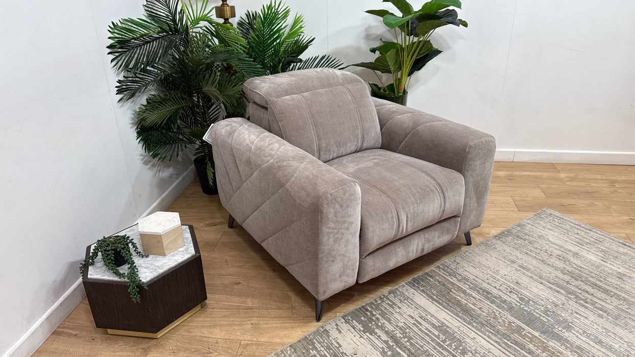 Sofology Allure Fabric Chair Power Recliner/Headrest in Relaxed Chenille Nutmeg