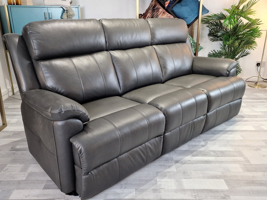 Gracie 3 Seat - Leather Sofa - Charcoal