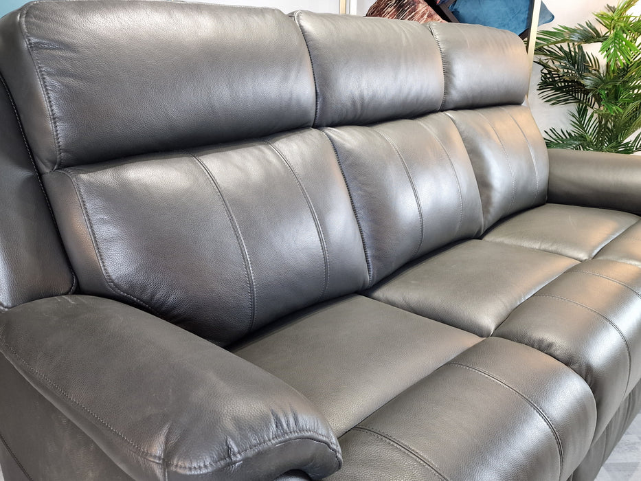 Gracie 3 Seat - Leather Sofa - Charcoal