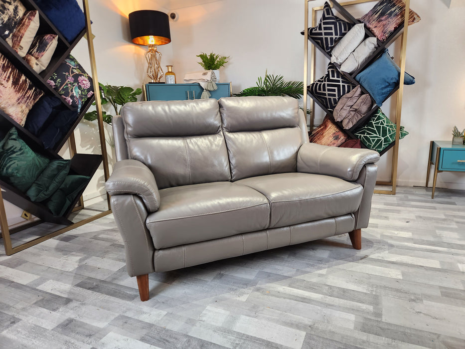 Lucca 2 Seater - Leather Sofa - Le Mans Fossil Grey