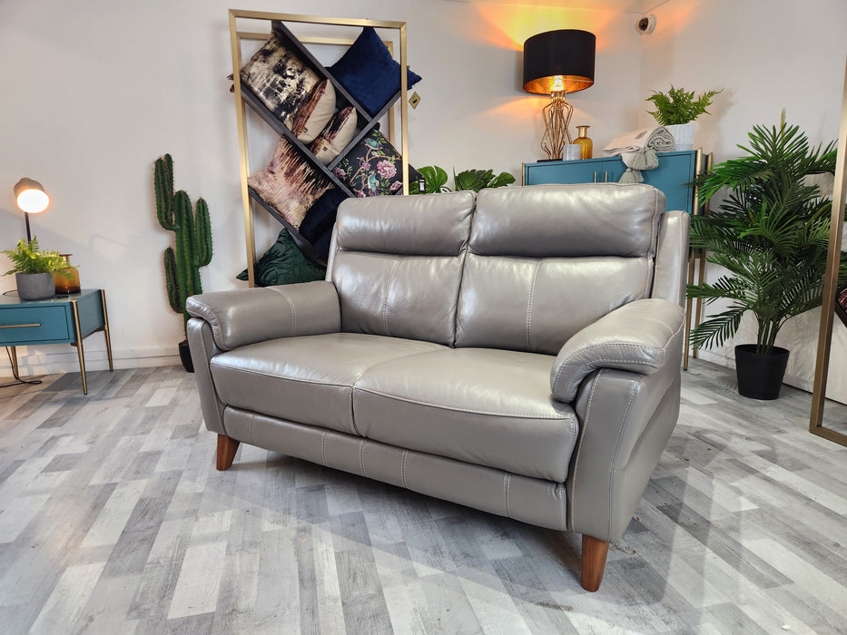 Lucca 2 Seater - Leather Sofa - Le Mans Fossil Grey