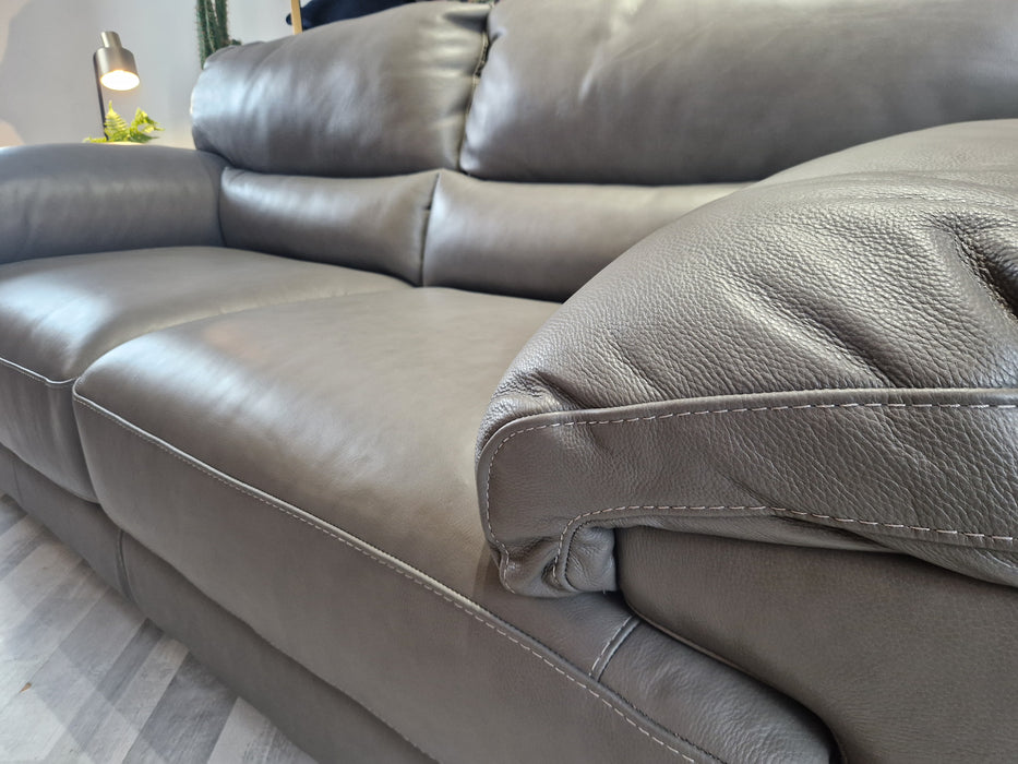Santino 2 Seat Leather Sofa Caruso Fog