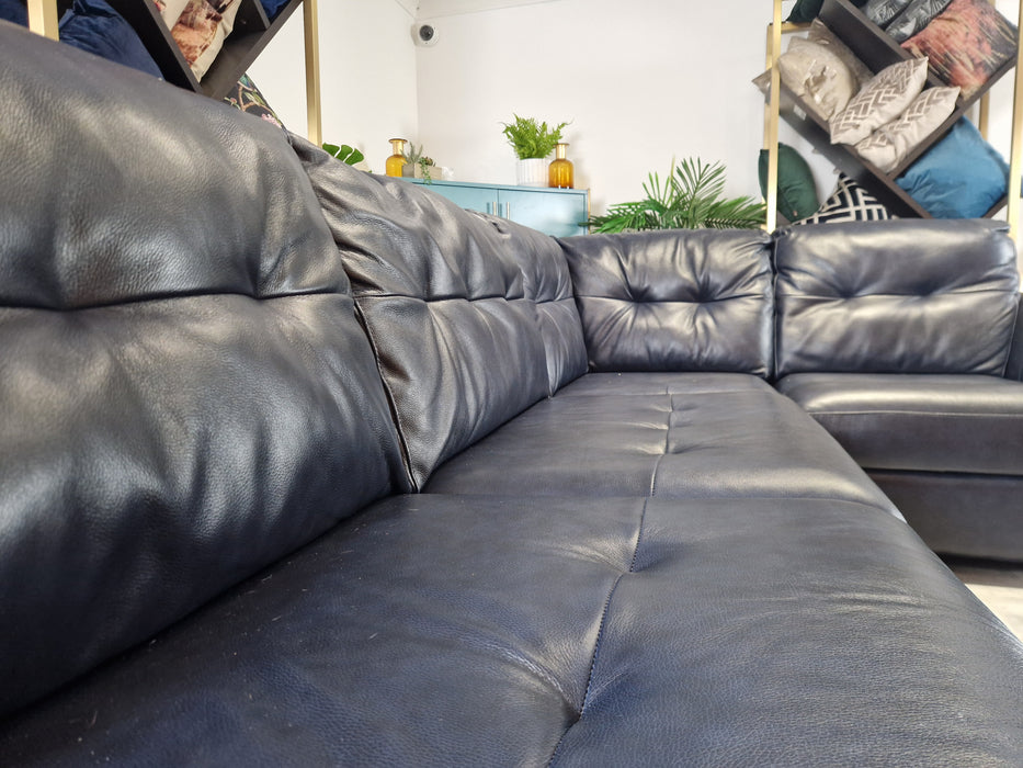 Navy online leather couch