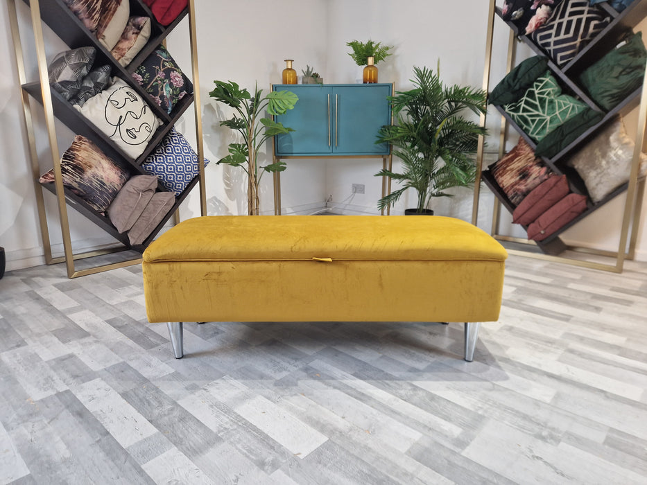 Islington Storage Footstool Fabric Sleek Mustard All Over — The