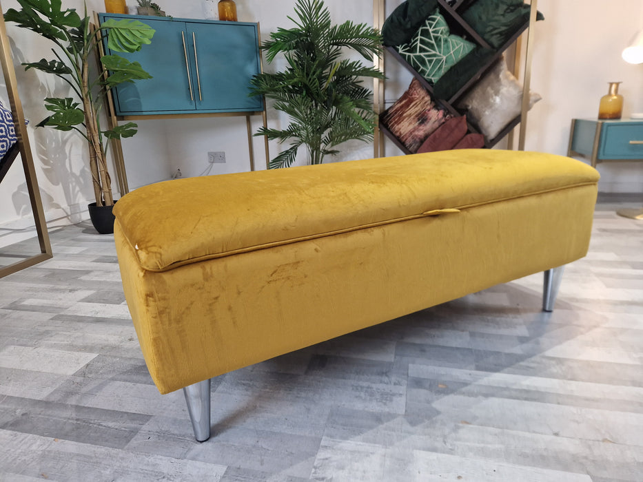 Islington Storage Footstool Fabric Sleek Mustard All Over — The