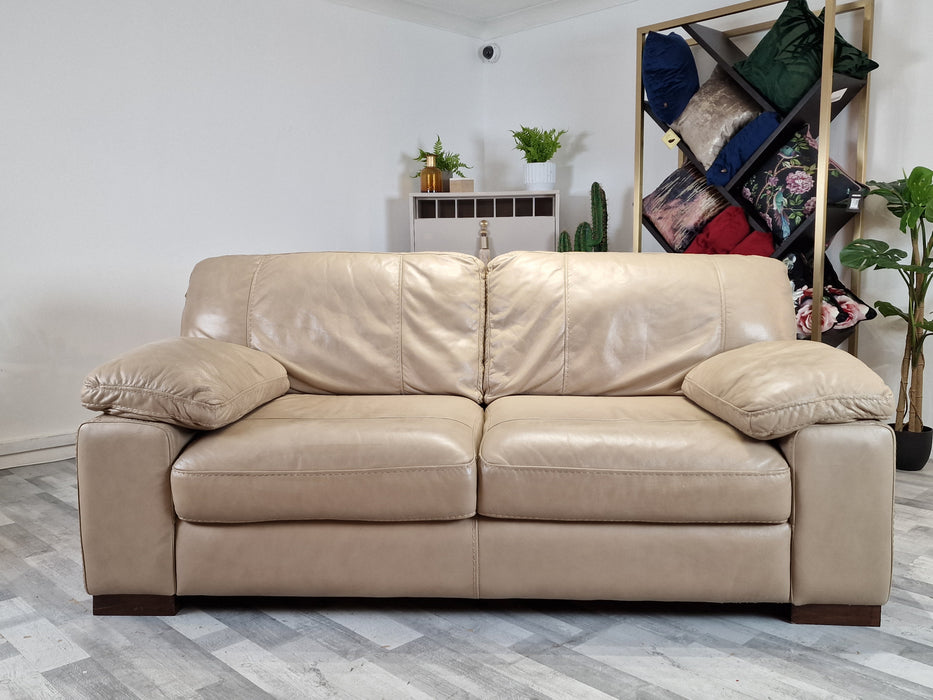 Linara 2 Seat - Leather Sofa - Dakota Light Taupe