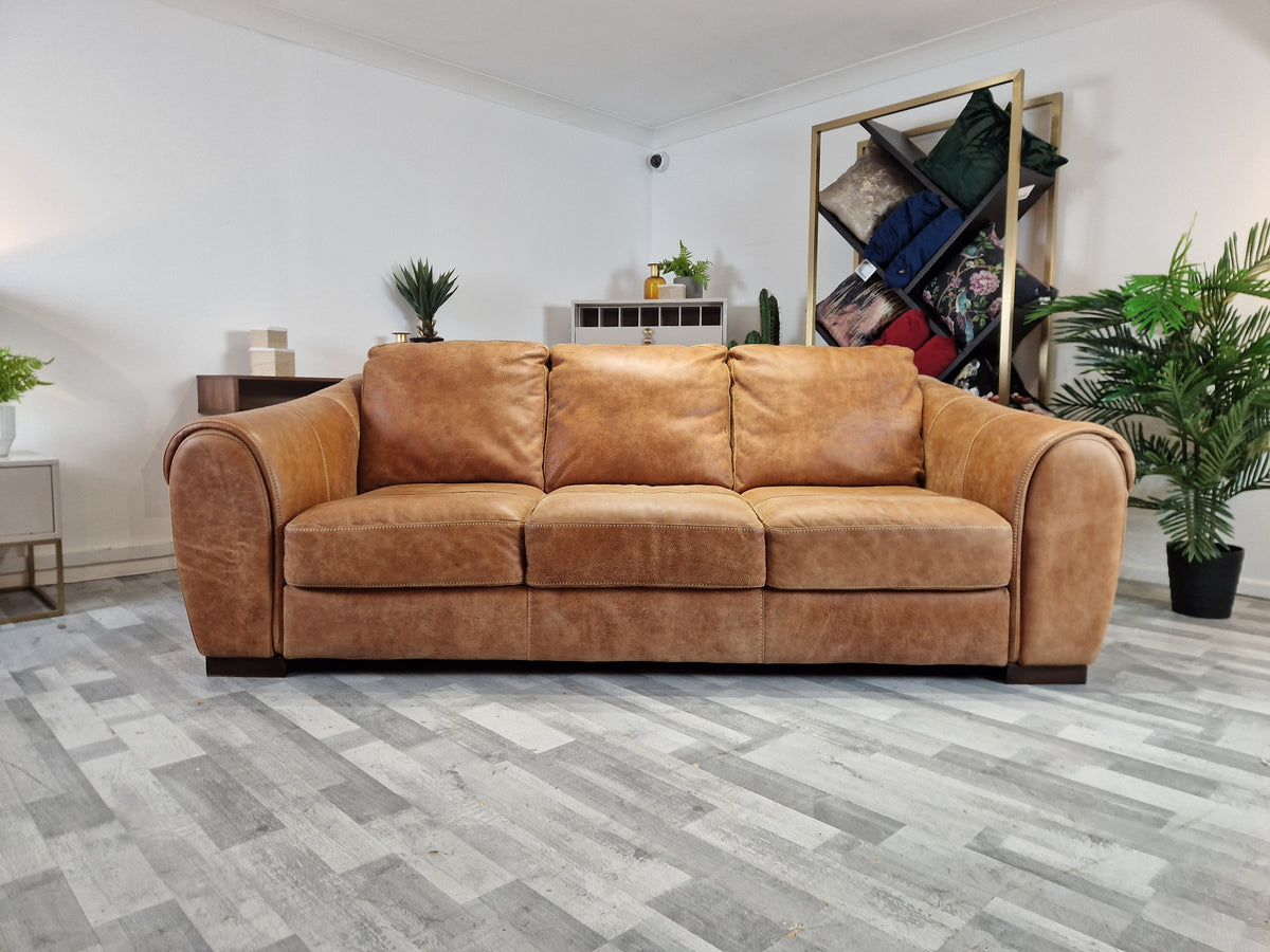 Galleria 3 Seat Leather Sofa Utah Tan — The Sofa Clearance Outlet
