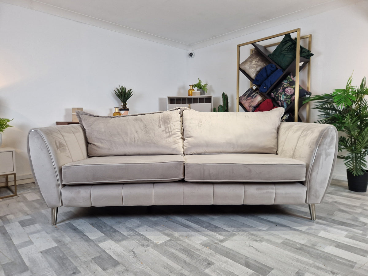 Gabrielle 4 Seat Fabric Sofa Plush Pebble/Alexa Truffle — The Sofa