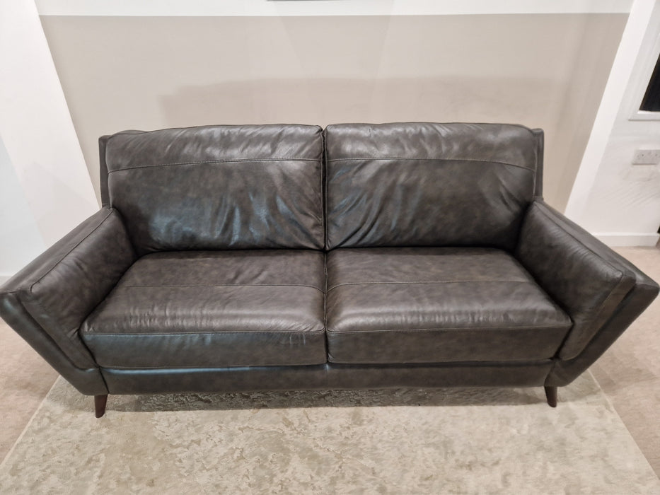 Fellini 3 Seat - Leather Sofa - Alaska Dark Grey