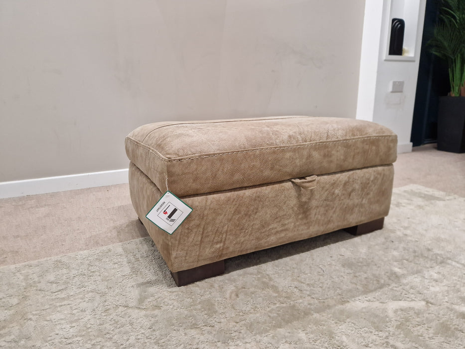 Mazzini Storage Footstool - Leather - Utah Blonde