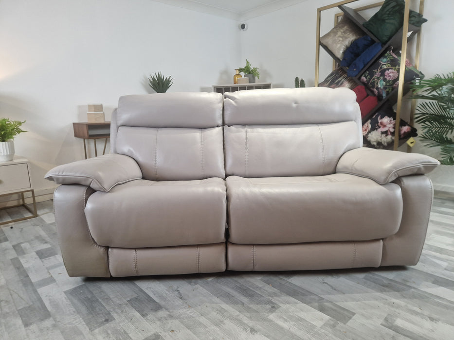 Sydney 2.5 Seater - Leather Power Reclining Sofa - Silver