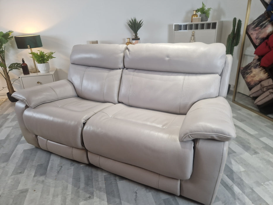 Sydney 2.5 Seater - Leather Power Reclining Sofa - Silver