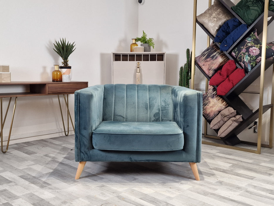 Fluted Isla - Fabric Loveseat - Velluto Azure All Over — The Sofa ...