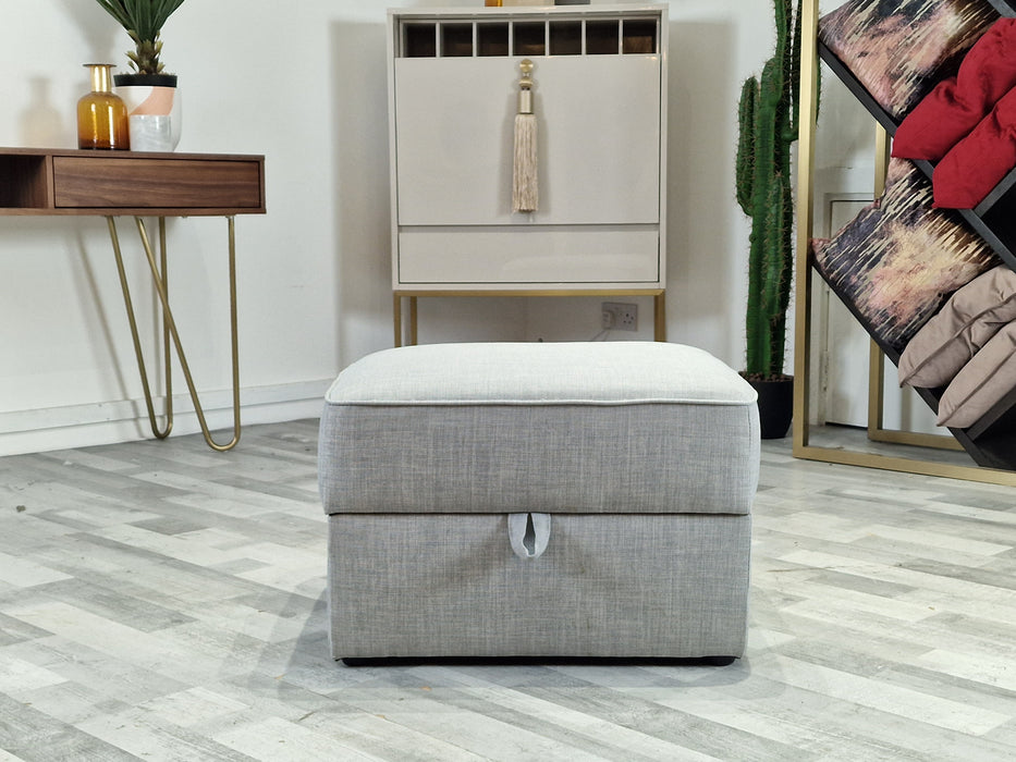 Hetty - Fabric Storage Footstool - Linoso Silver