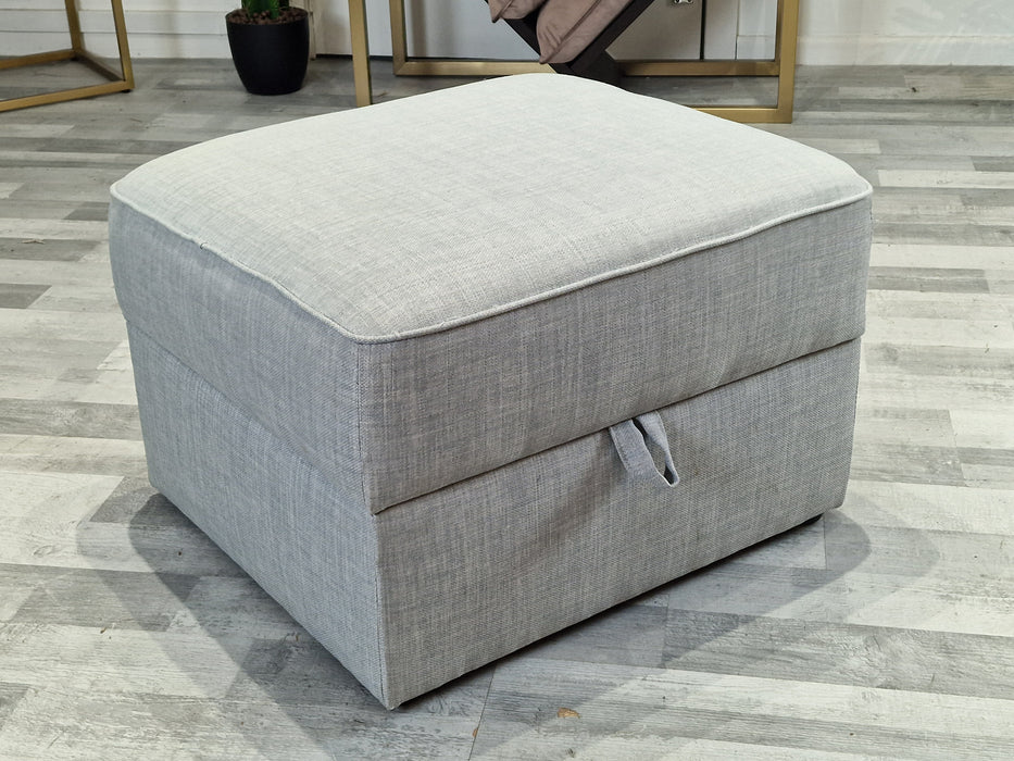 Hetty - Fabric Storage Footstool - Linoso Silver