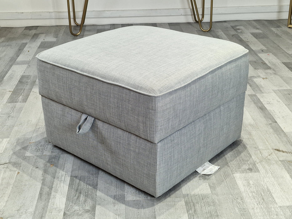 Hetty - Fabric Storage Footstool - Linoso Silver