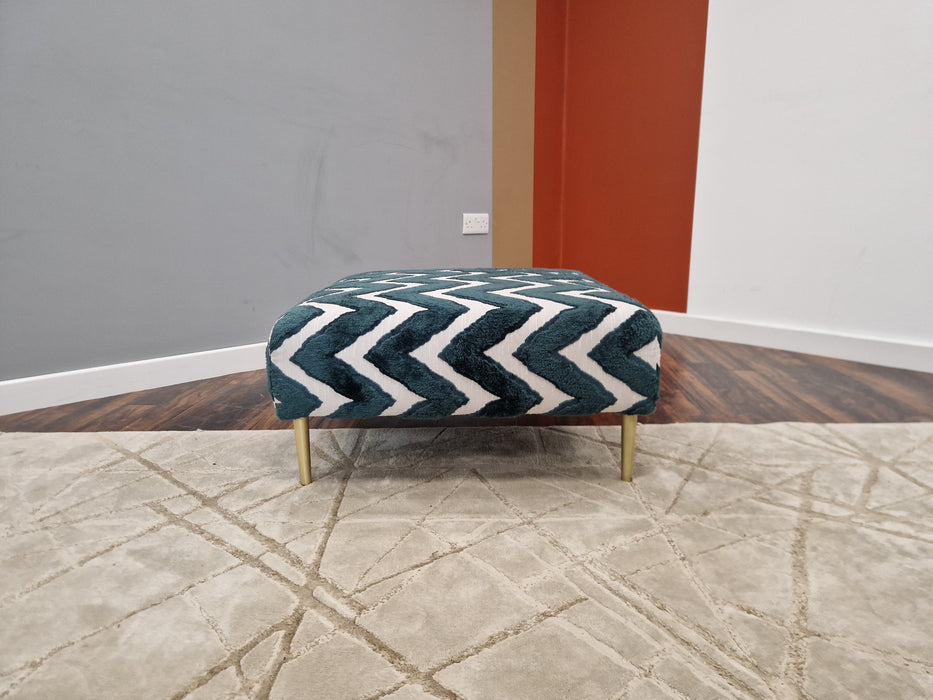 Moxie Designer Footstool - Fabric - Velvet Teal (J27)