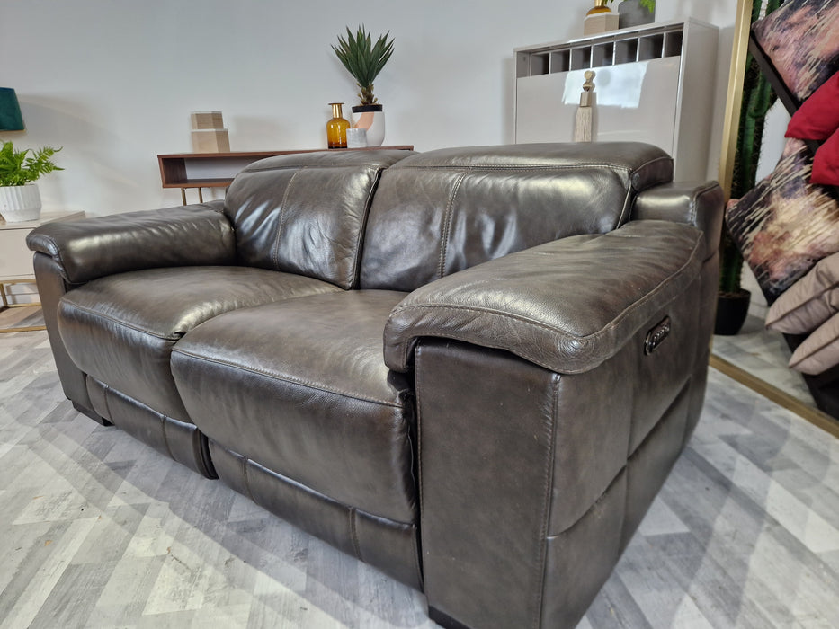 Laurence 2 Seater - Leather Power Reclining Sofa - Metz Black Coffee