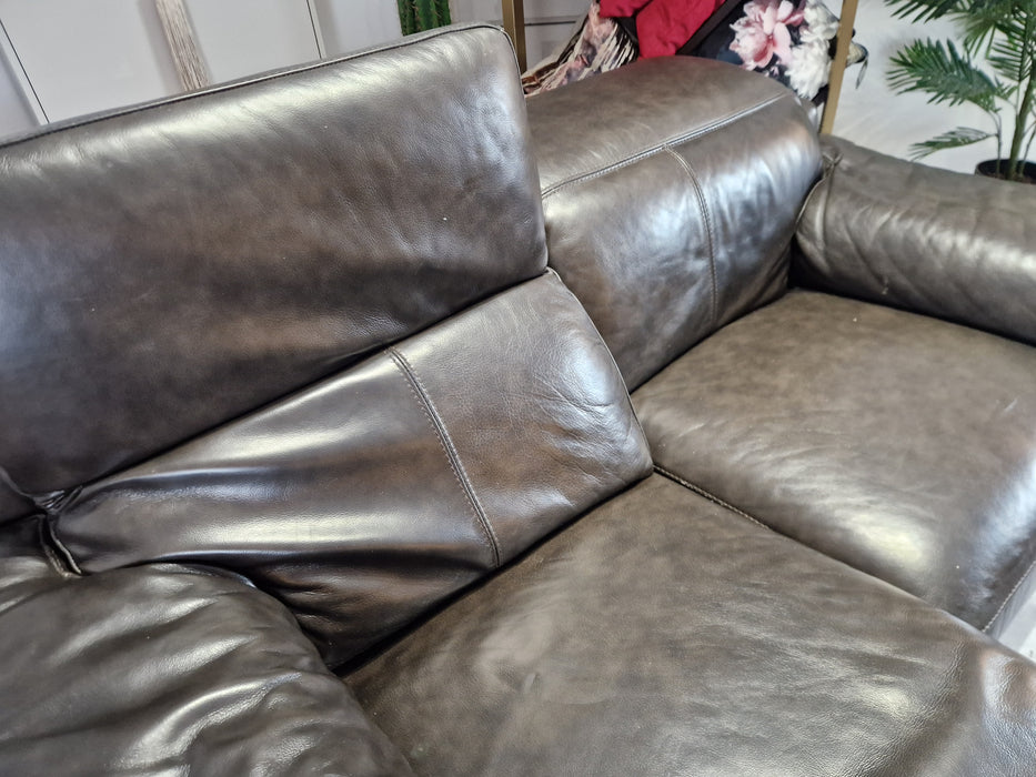 Laurence 2 Seater - Leather Power Reclining Sofa - Metz Black Coffee