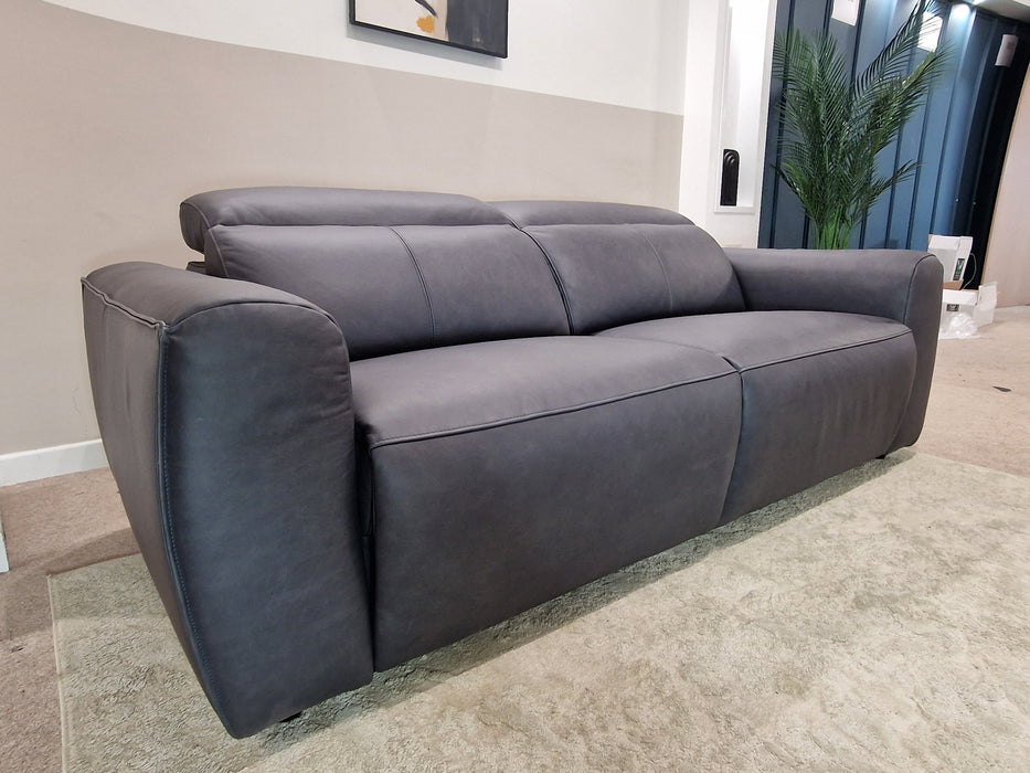 Bohemia 3 Seat - Leather Sofa - Charcoal