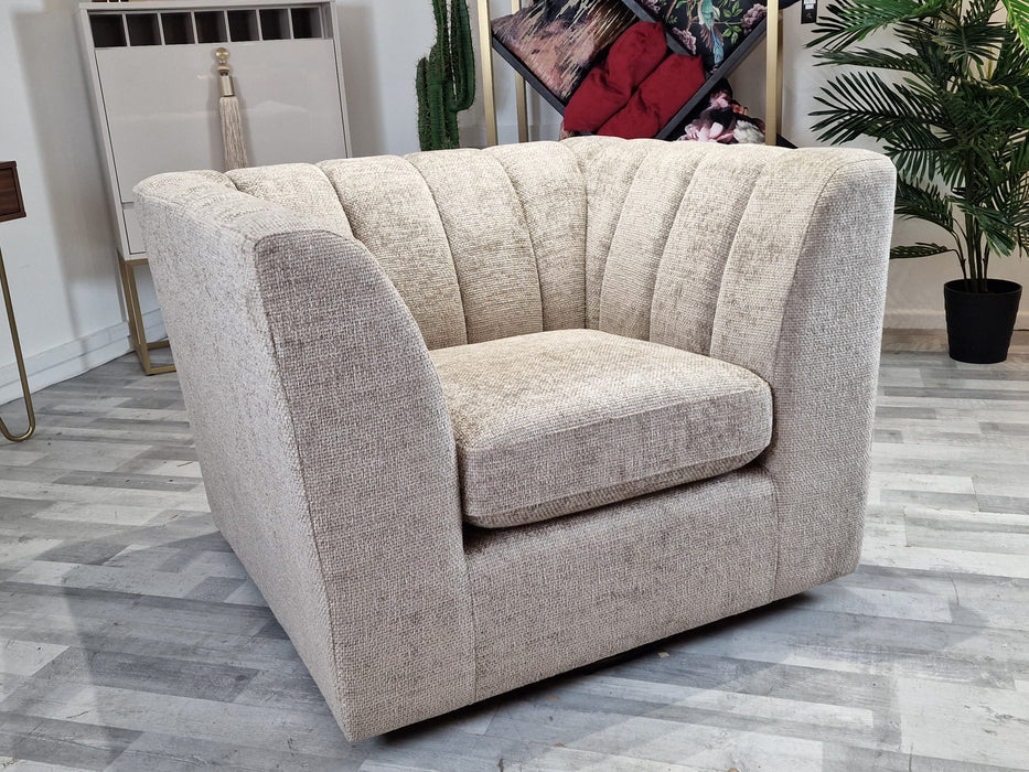 Downtown Swivel Chair - Fabric - Basketweave Linen All Over