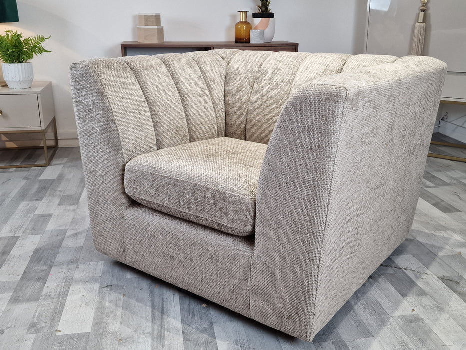Downtown Swivel Chair - Fabric - Basketweave Linen All Over
