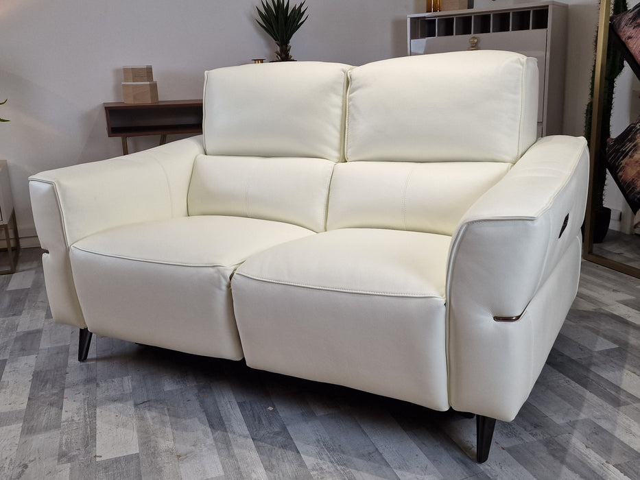 Dakota 2 Seater - Leather Power Reclining Sofa - White