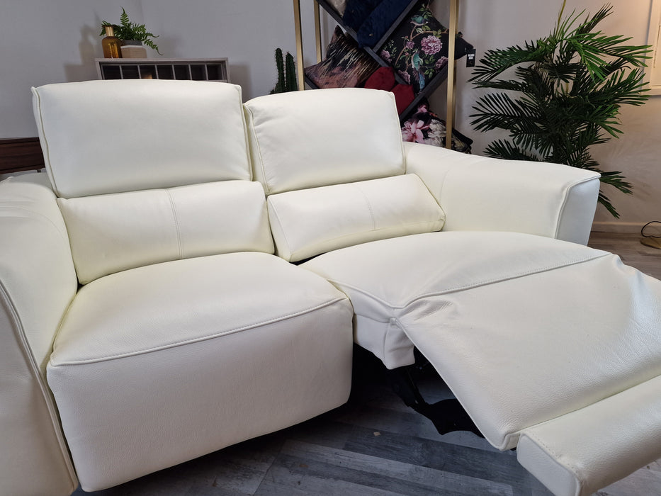 Dakota 2 Seater - Leather Power Reclining Sofa - White