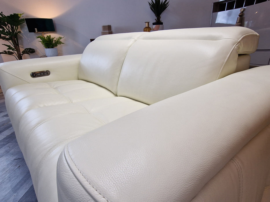 Marvella 2 Seater - Leather Pow Rec Sofa - White