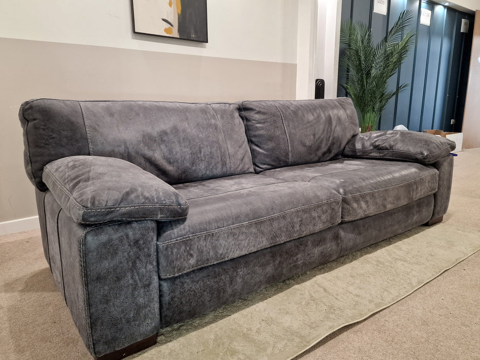 Linara 4 Seat - Leather Sofa - Utah Grey