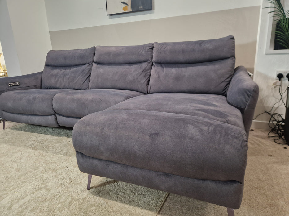 Renato 3 Seater Chaise - Leather Sofa - Dexter Charcoal