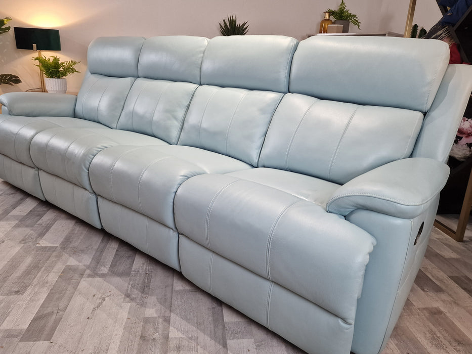 Gracie 4 Seater - Leather Power Reclining Sofa - Tiffany Blue