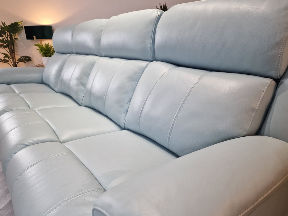 Gracie 4 Seater - Leather Power Reclining Sofa - Tiffany Blue