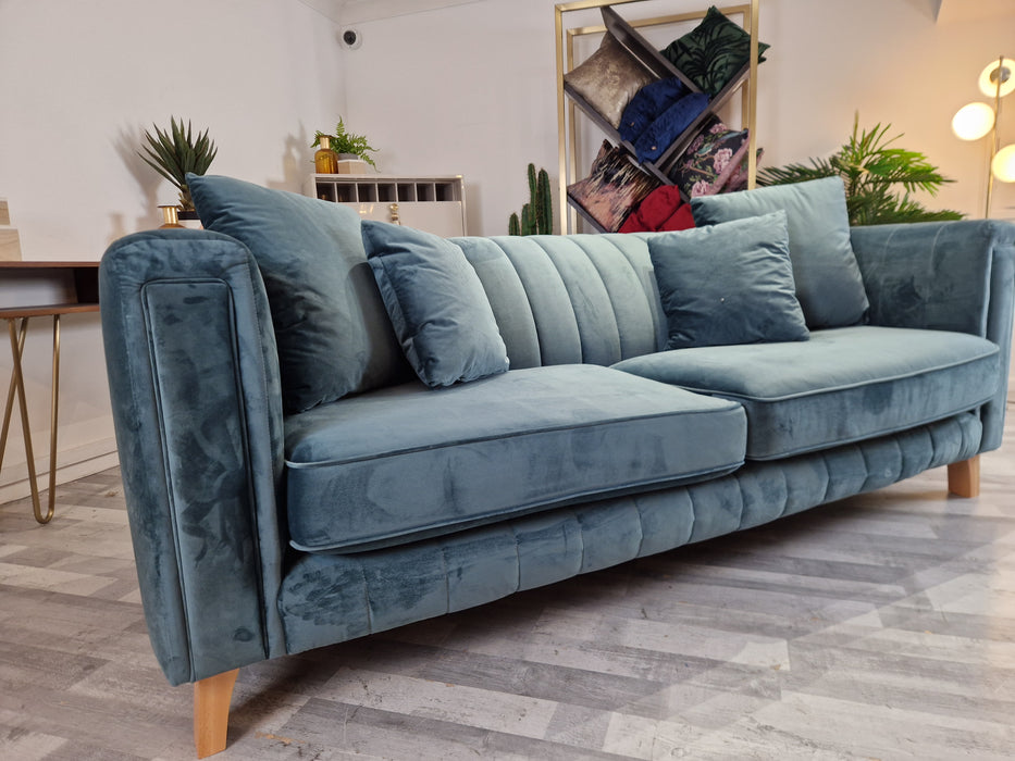 Fluted Isla 3 - Fabric Sofa - Velluto Azure All Over