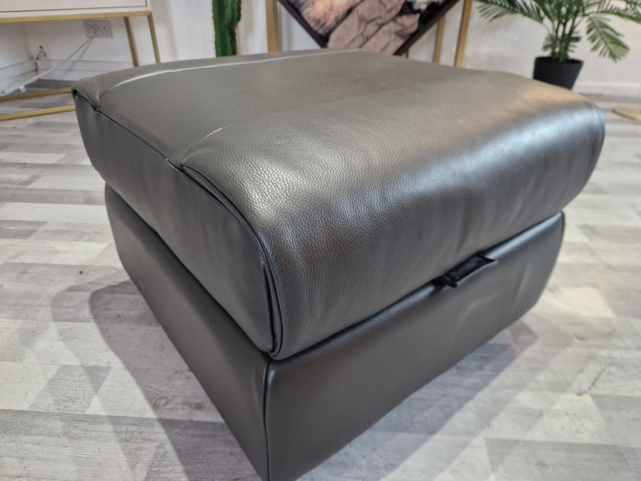 Ezra Footstool - Leather - Charcoal (J27)