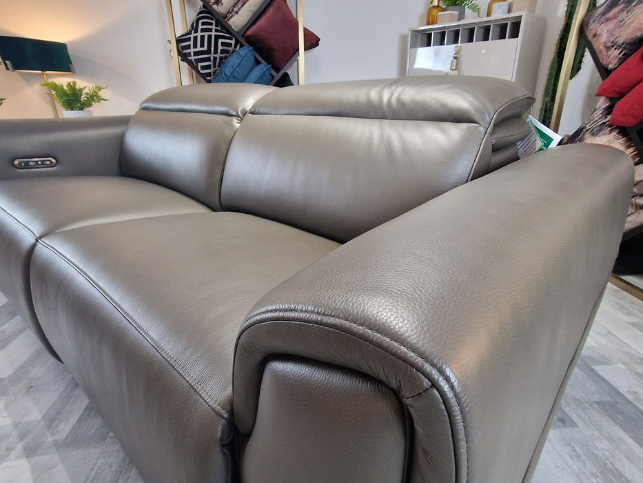 Ganon 2.5 Seat - Leather Pow Rec Sofa - Storm Grey