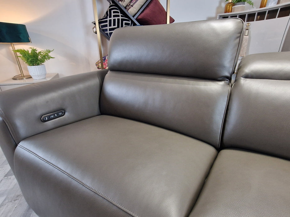 Ganon 2.5 Seat - Leather Pow Rec Sofa - Storm Grey
