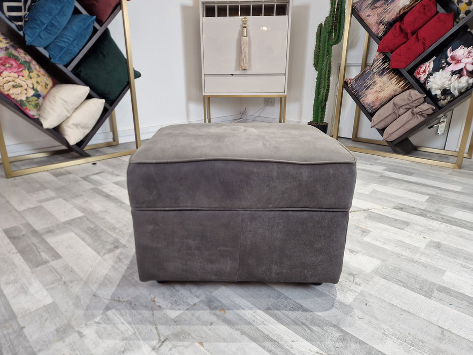 Bartello Footstool - Leather Storage - Charcoal