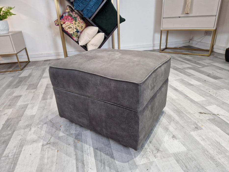 Bartello Footstool - Leather Storage - Charcoal