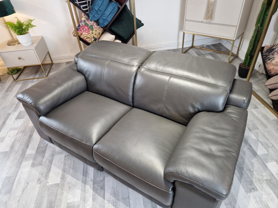 Laurence 2 Seater - Leather Power Rec Sofa - Charcoal