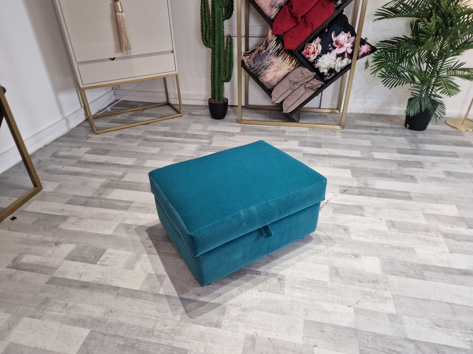 Finchley Storage Footstool - Fabric - Teal All Over