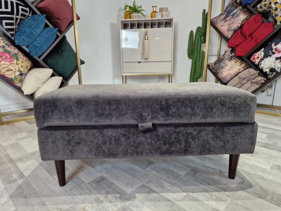 Pimlico Storage Footstool - Fabric - Velvet Charcoal