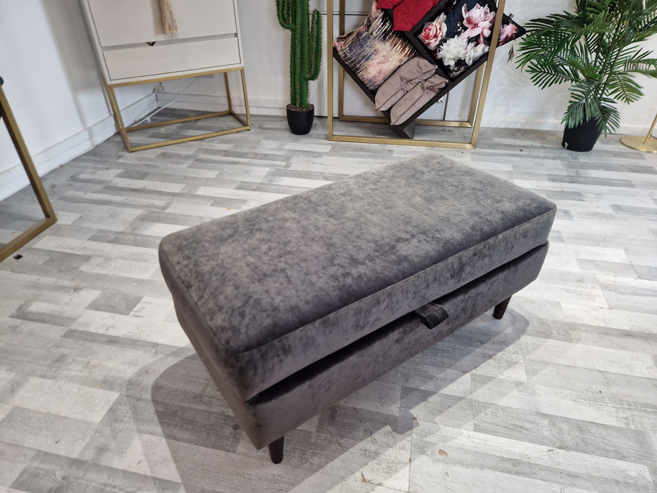 Pimlico Storage Footstool - Fabric - Velvet Charcoal