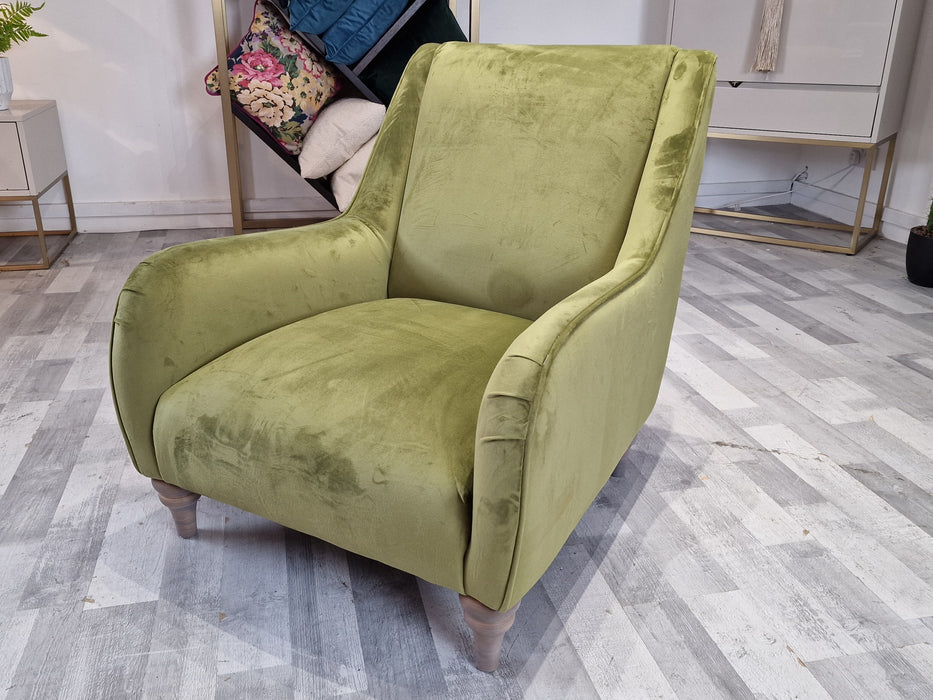 Canterbury 1 Seater - Fabric Accent Chair - Velvet Olive All Over (J27)