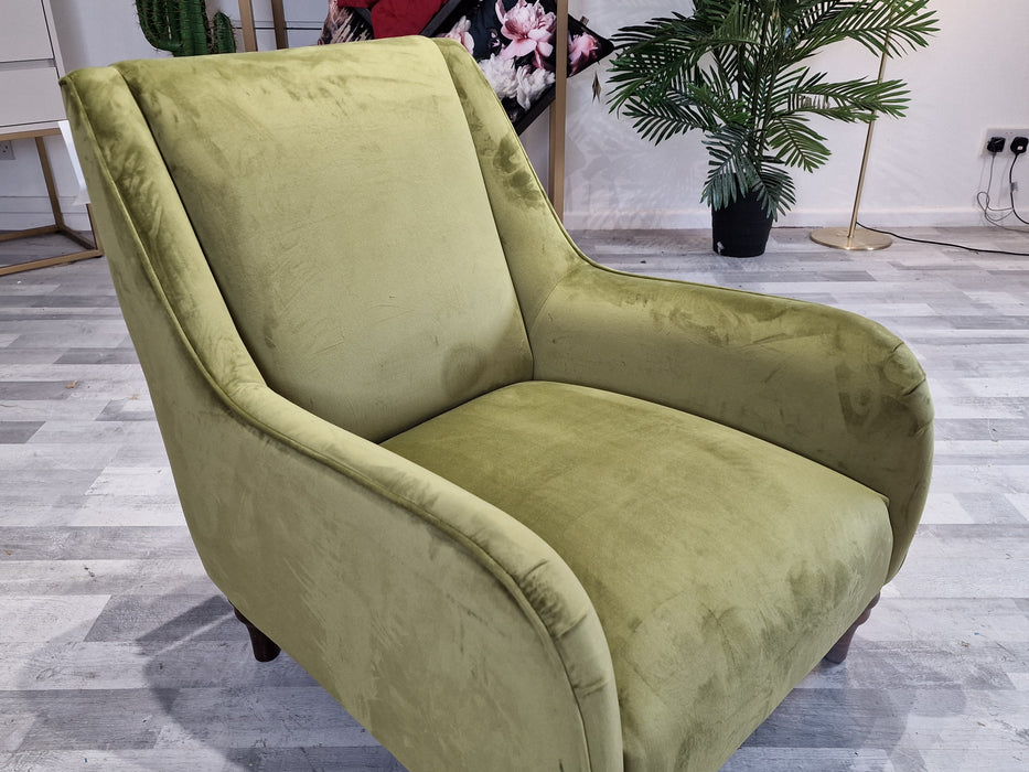 Canterbury 1 Seater - Fabric Accent Chair - Velvet Olive All Over (J27)