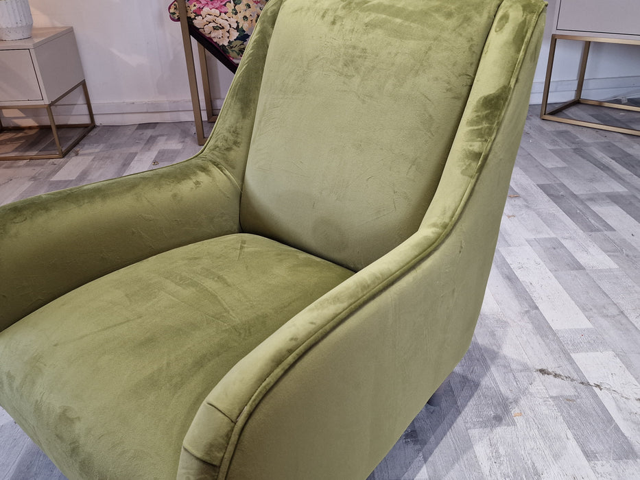 Canterbury 1 Seater - Fabric Accent Chair - Velvet Olive All Over (J27)