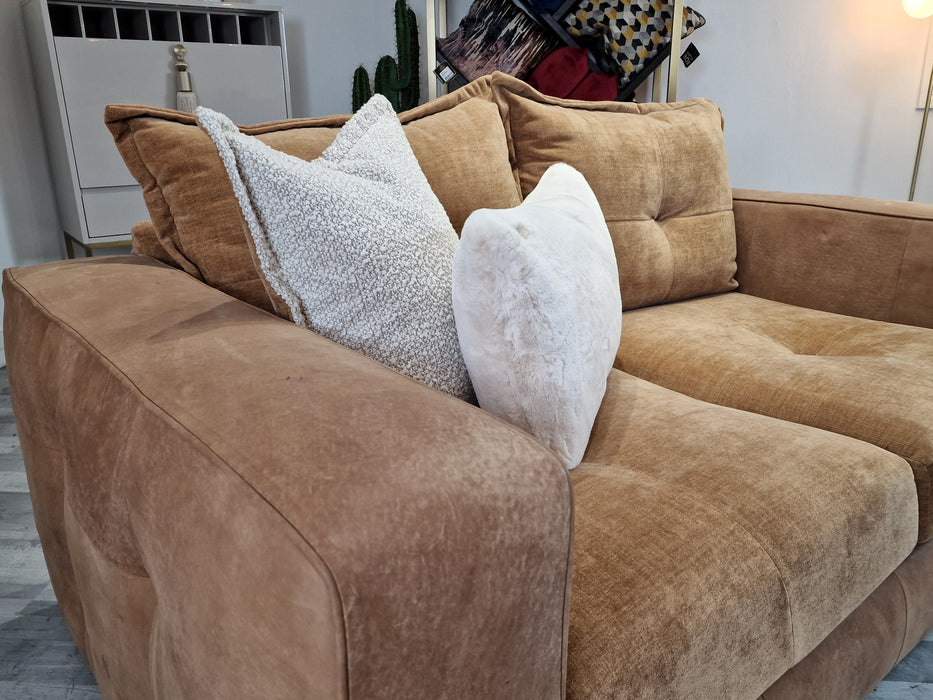 Artisan 2 Seater - Leather/Fabric Sofa - Natural/Tan Mix