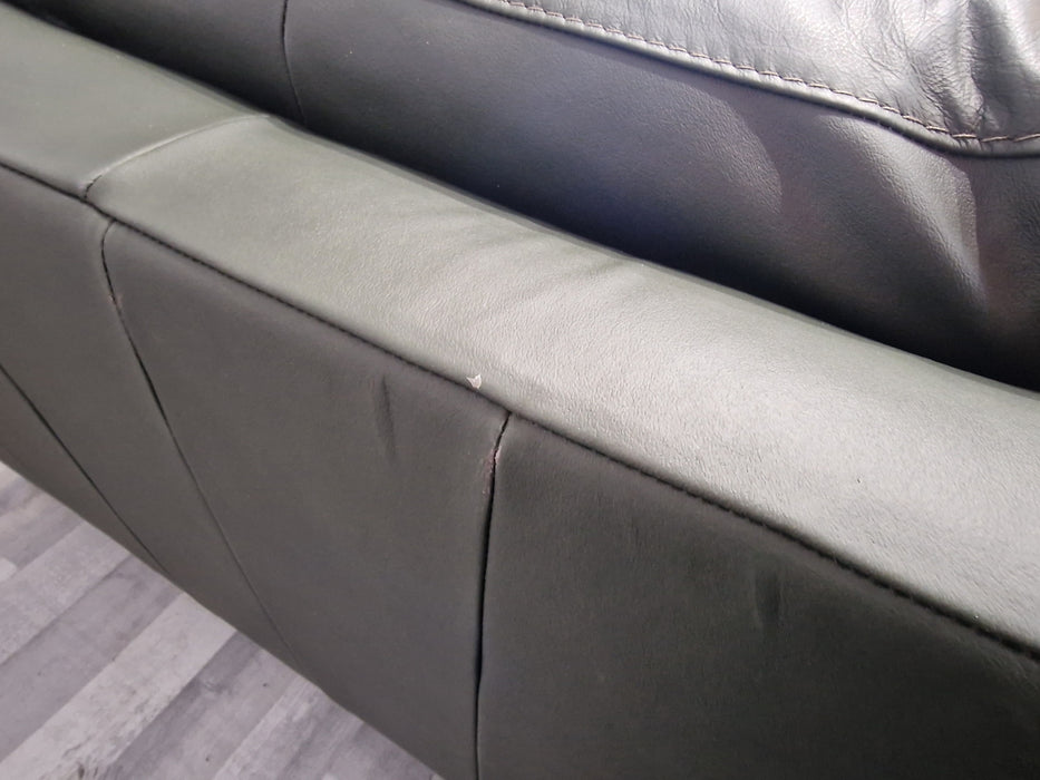 Nuela 1 Terminal Corner 2 - Leather Sofa - Dark Olive