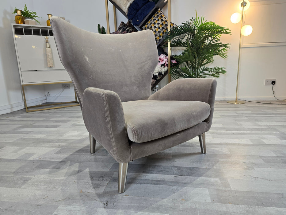 Osmore 1 Seater - Fabric Chair - Velvet Mink