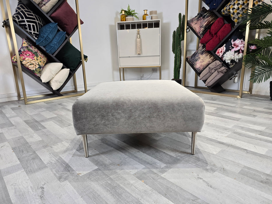 Moxie Designer Footstool - Fabric - Slate All Over